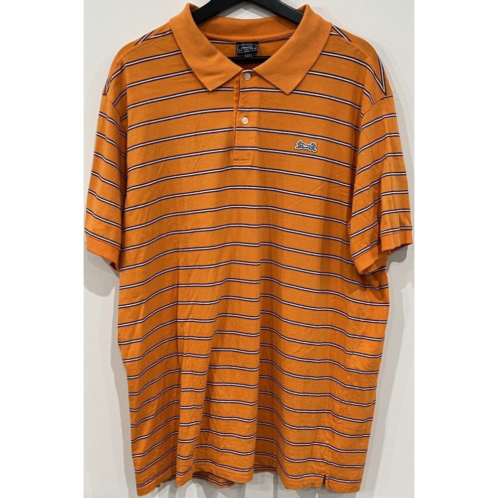 Vintage Le Tigre Orange Striped Polo Shirt  White Tiger Size 2XL